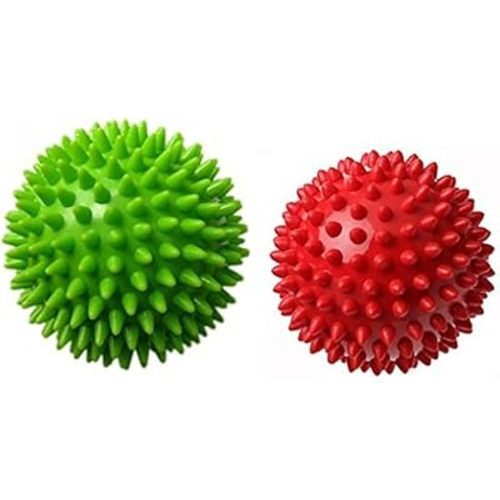 Therapist's Choice® Pack of 2 Spiky Massage Balls, Hard & Soft Combo, Stress Reflexology, Porcupine Sensory Ball Set