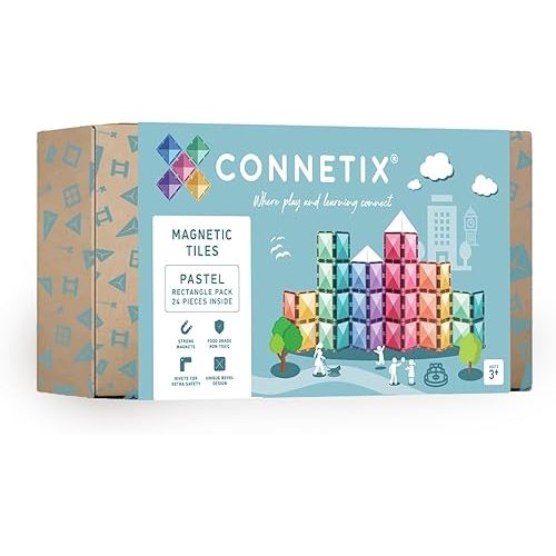 CONNETIX Magnetic Tiles Pastel Rectangle Pack, 24 Pieces