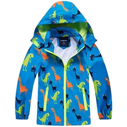 Waterproof Hooded Jacket for Boys Girls,Kids Raincoats Outdoor Windbreaker Dinosaur Rain Jacket