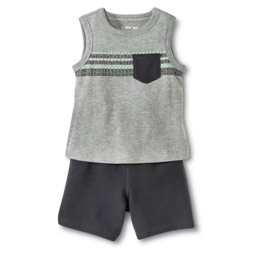 Newborn Boys' Top And Bottom Set - Slate Gray 3-6 M