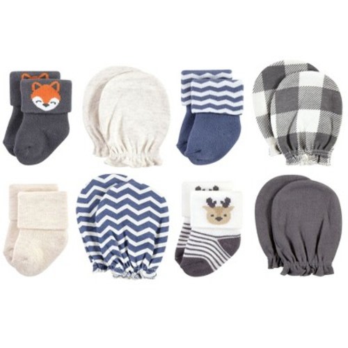 Hudson Baby Infant Boy Socks and Mittens Set, Woodland Boy, 0-6 Months