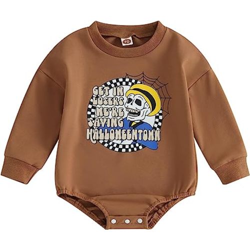 FYBITBO Halloween Baby Girl Boy Clothes Pumpkin Romper Sweatshirt Onesie Long Sleeve Bodysuit Top Fall Winter Outfit