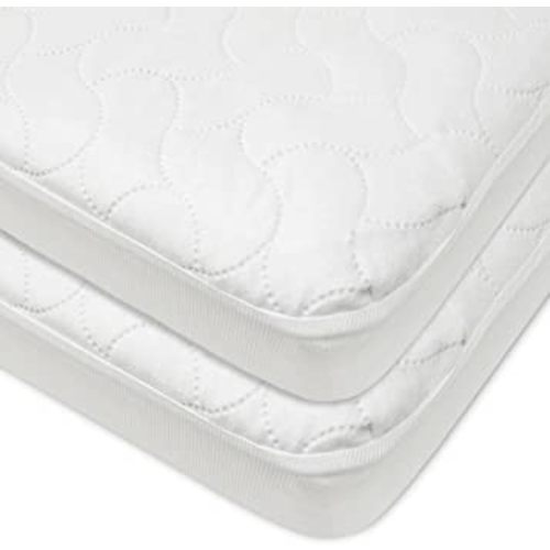 American Baby Company Waterproof Fitted Pack N Play Playard Protective Pad Cover, White (Pack of 2), for Boys and Girls