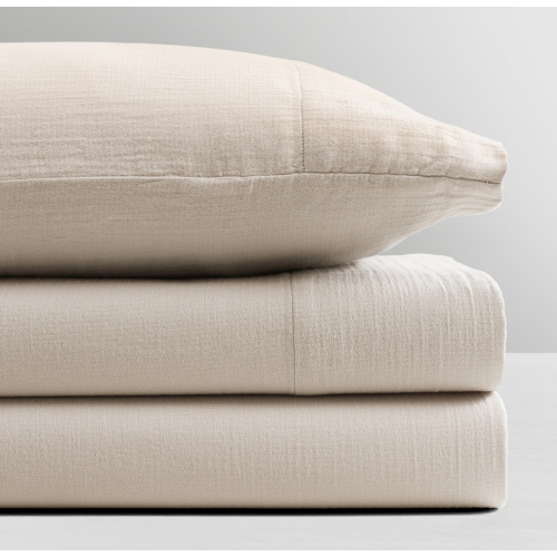 Oatmeal Washed Cotton Gauze Crib Fitted Sheet | RH Baby & Child