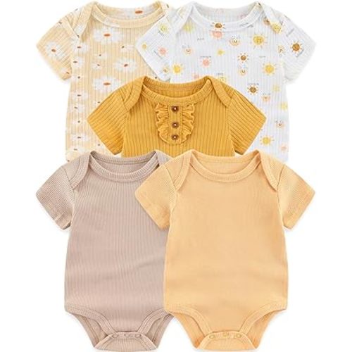 Baby Bodysuits Ribbed Mix Summer Newborn Boy Girl Clothes 5-pack