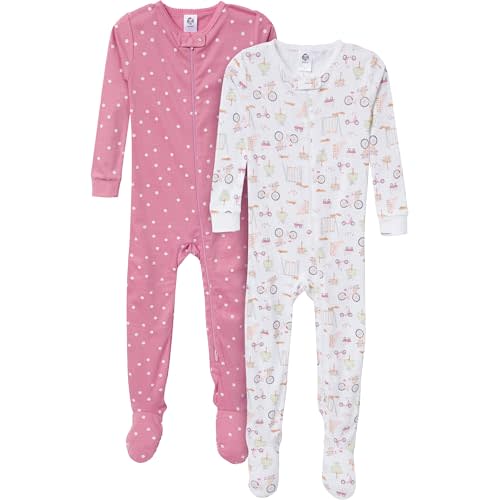Gerber Baby Girls' 2-Pack Footed Pajamas