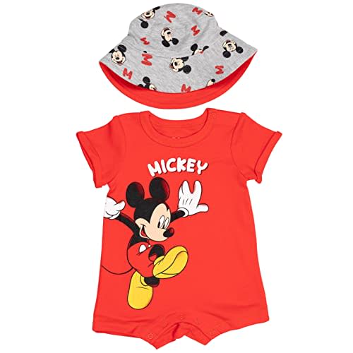 Disney Lion King Mickey Mouse Winnie the Pooh Jack Skellington Lilo & Stitch Baby Romper & Bucket Sun Hat Newborn to Infant