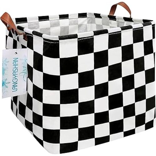 LANGYASHAN Square Storage Baskets Waterproof Canvas Children Laundry Nursery Hamper for Shelves Gift Baskets Toy Organizer Room Decor (Square Racing flag)