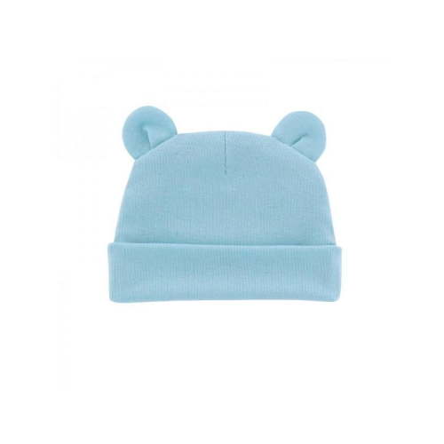 Alvage Newborn Hospital Hat 0-12Months Preemie Boys Girls Beanie Solid Infant Baby Ears Bonnet Infant Cotton Hats 1pc - Light Blue
