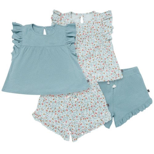 4-Piece Infant & Toddler Girls Vine Floral Flutter Sleeve Tops and Sho – Gerber Childrenswear