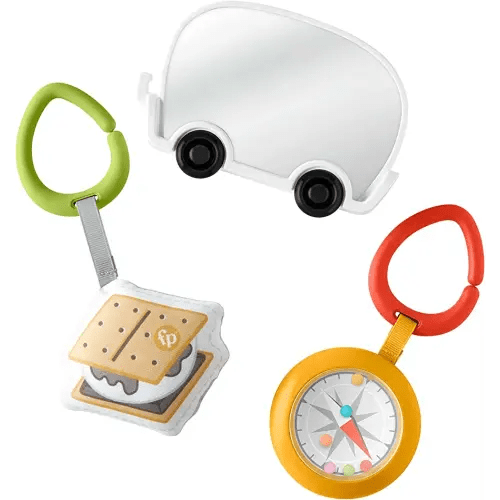 Fisher-Price S'more Fun Camping Gift Set, 3 outdoor-themed baby toys and teether for infants ages 3 months and up