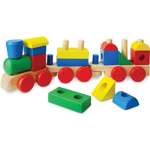 Melissa & Doug Stacking Train - Classic Wooden Toy (18 pcs) - Train Set, Wooden Sorting & Stacking Toys For Toddlers Ages 2+, Multi-colored