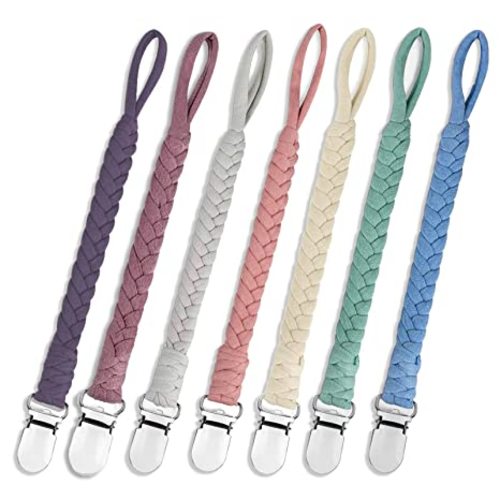 7 Pcs Pacifier Clips for Baby Girls & Boys, Handmade Braided Pacifier Clip Cotton Binky Clips Fits All Pacifiers Pacifier Holder Modern Unisex Smoother Baby Gifts