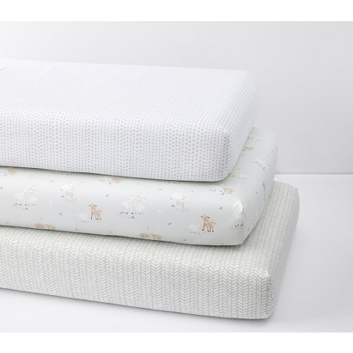 Sage Sheep Organic Crib Sheet Bundle - Set of 3 | Pottery Barn Kids