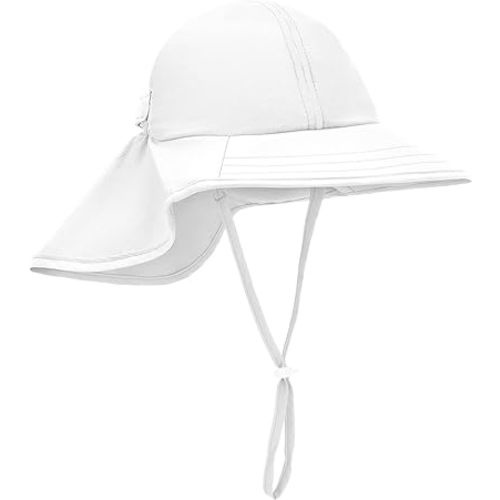 Zelda Matilda Sunhat Infant Toddler & Kids Summer Water Flap Baby Swim hat UPF 50 Boy & Girl Beach - 0-6 Months - White