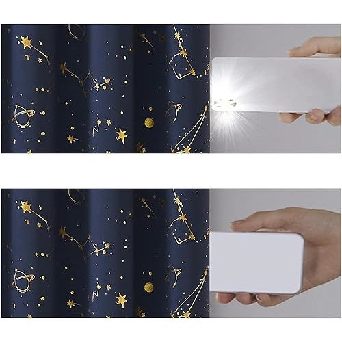 Navy Full Blackout Window Curtains Stellar Metallic Noise Reducing Panels 84 Inches Long Grommet Top for Kid,Thermal Insulation Window Treatment for Boy Girl Bedroom Living Room,52Wx84Lx2