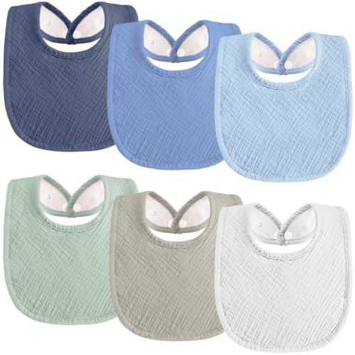 Muslin Baby Bibs 6-Pack Baby Drool Bandana Bibs for Baby Girls Boys Infant Newborn Toddler Drooling and Teething