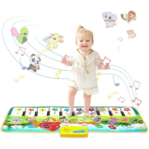 M SANMERSEN Piano Mat, 39.5" X 14" Musical Mat 8 Instrument Sounds Piano Mat for Toddlers Touch Play Dancing Mat Toy for 1 2 3 Year Old Girls Boys Gifts