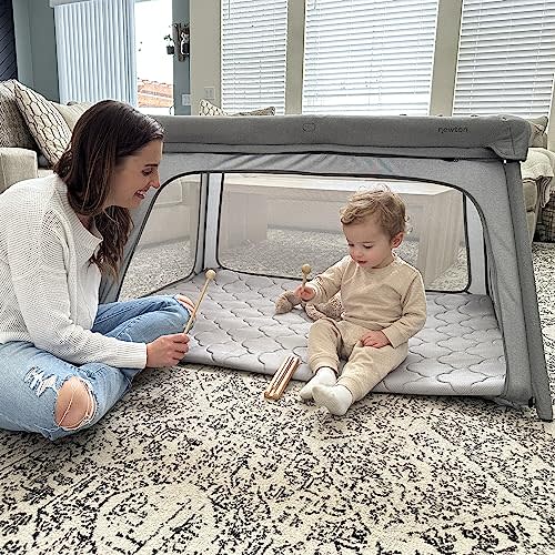 Newton Baby Travel Crib and Play Yard - 2023 Model | 100% Breathable & Washable Portable Playpen | Largest-in-Class with Travel Bag & Sheet + Optional Bassinet
