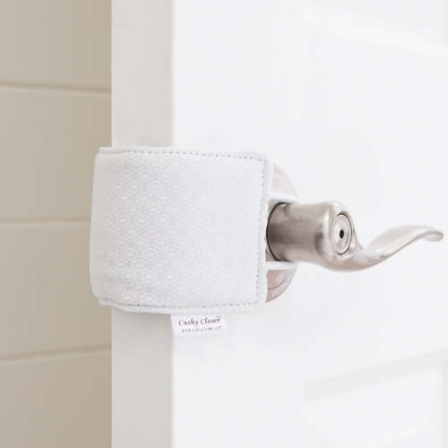 The Original Cushy Closer Door Cushion- White Dot | Door Latch Cover- Baby Safety & Quiet Doors