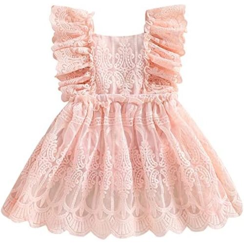 Toddler Baby Girl Infant Comfy Cotton Linen Lace Princess Overall Dress Sundress