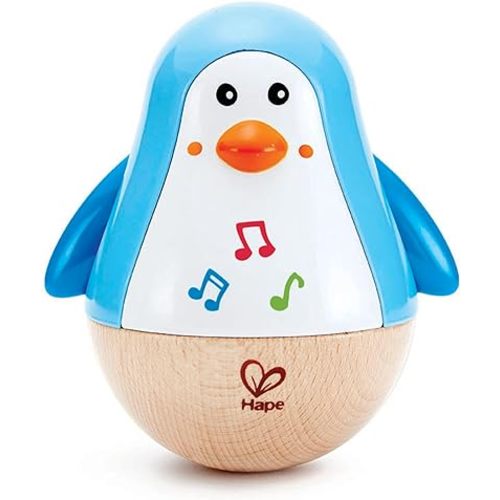 Hape Penguin Musical Wobbler | Colorful Wobbling Melody Penguin, Roly Poly Toy for Kids 6 Months+, Multicolor, 5'' x 2'' (E0331)