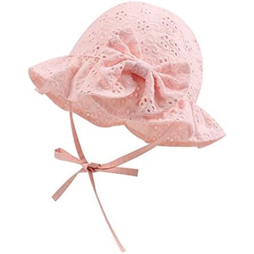 Bow Baby Girls Summer Hat Flower Toddler Girls Sun Hat Cotton Breathable Infant Hat