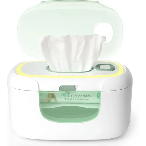 Momcozy New Baby Wipe Warmer, 100pcs Larger Capacity Wipe Dispenser, 10-Min Fast Heating with 4 Temperature Modes, Innovative Spring Design, Silicone & Top Seals,Quick Even Heating, 3-Level Nightlight