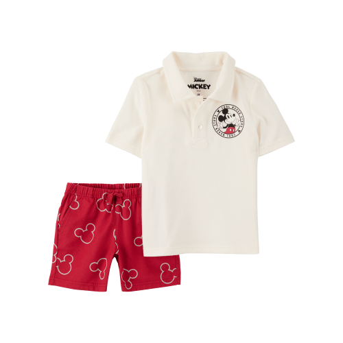 Baby 2-Piece Mickey Mouse Polo Shirt & Short Set - Red/Heather - Carter's | Carter's