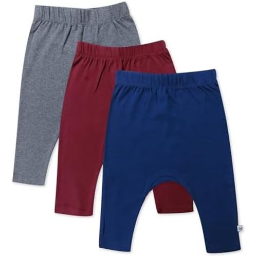 HonestBaby Unisex-Baby Multipack Harem Pants Roomy Fit Pull on Bottoms 100% Organic Cotton for Baby Boys, Girls