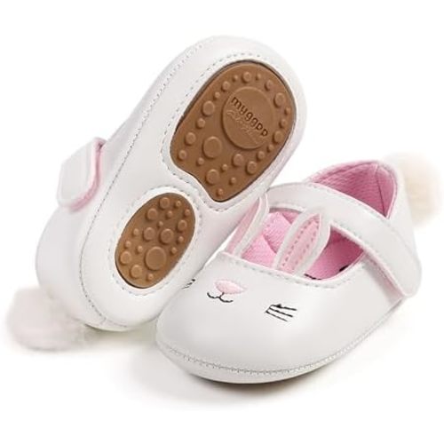 Baby Girls Mary Jane Flats Shoes with Non-Slip Soft Sole Toddler First Walkers Newborn Princess Dress Shoes
