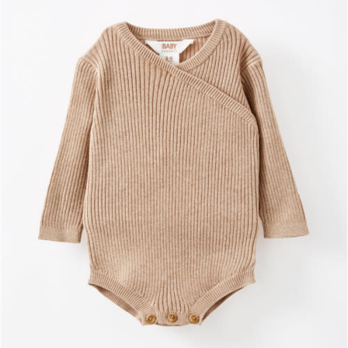 Organic Rib Knit Cross Over Tie Bubbysuit