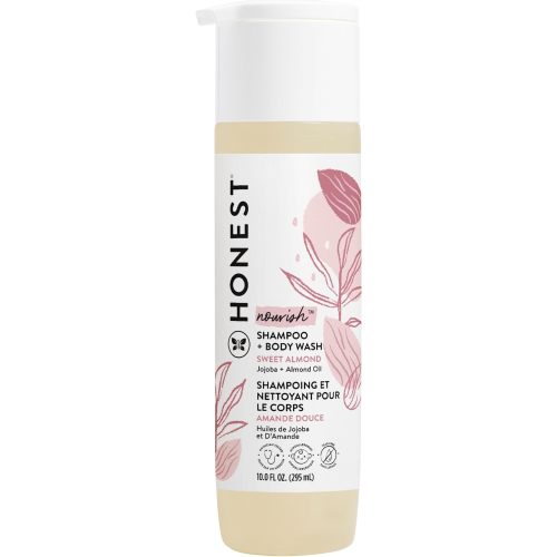 The Honest Company 2-in-1 Cleansing Shampoo Body Wash Gentle for Baby Naturally Derived Tear-free Hypoallergenic Sweet Almond Nourish 10 fl oz