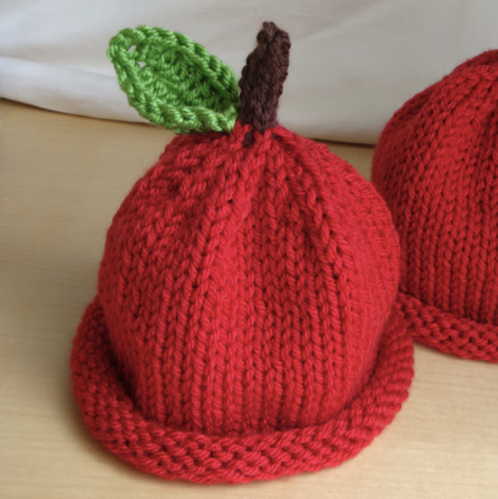 Red Apple Hat - Baby, Toddler and Child Size Beanie - Hand Knit Hat