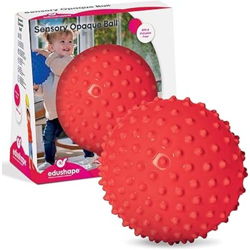 Edushape The Original Sensory Ball for Baby - 7" Baby Ball That Helps Enhance Gross Motor Skills for Kids Aged 6 Months & Up - Vibrant, Colorful and Unique Toddler Ball - Red-Opaque