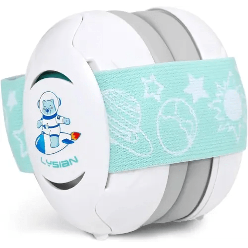 LYSIAN Baby Headphones Hearing Protection Ear Muffs for Infants 0-3 Years with Elastic Headband, Noise Cancelling Baby Earmuffs for Parade Fireworks, Festival, Sleep, Travel, Plane (White)