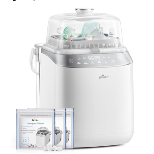 Bear Bottle Washer Pro, Baby Bottle Washer and Sterilizer and Dryer - All in One Machine for Bottles, Pump Parts & Baby Essentials with 90 Detergent Tablets - Effortless, Time-Saving