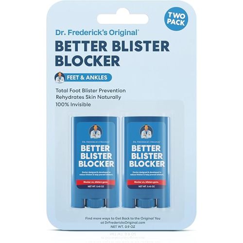 Dr. Frederick's Original Better Blister Blocker - 0.9 oz - 2 Sticks - Anti-Chafing Stick - Anti Friction Balm for Blister Prevention - Great for Travel, Walks, Runs, Theme Parks, and Comfort