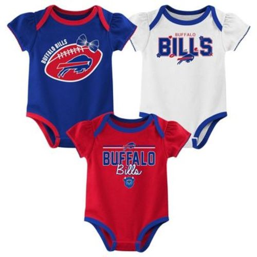 NFL Buffalo Bills Girls' White 3pk Bodysuit - 0-3M