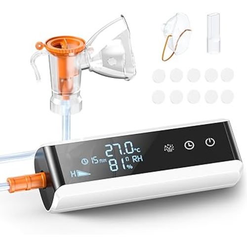 Smart Nebulizer Machine for Adults and Kids, Low Noise Compressor Nebulizer for Breathing Treatment, Digital Display Nebulizer with Timer and Atomization Adjustment Function for Home and Travel