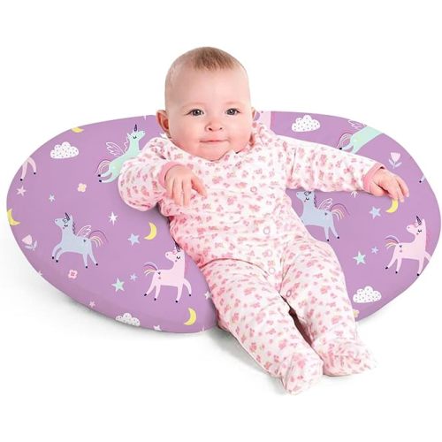 Little Grape Land Nursing Pillow for Infants, Breastfeeding Pillows, Baby Support Pillow for Nursing, Bottle Feeding, Tummy Time with Machine Washable Cover & Breathable Filling, Unicorn