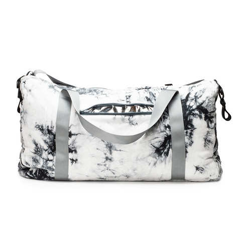 Extra Large Duffle Bag, Black and White Tie Dye Space Panda - Nik's Naks