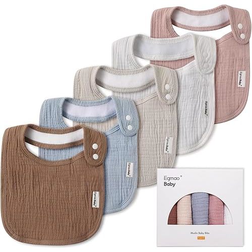 Muslin Bibs for Baby Boys Girls,Organic Muslin Baby Bib for Drooling and Teething,Soft Bandana Drool Bibs 5 Pack