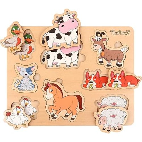 Puzzles for Toddlers 1-3. Montessori Puzzle for Kids. Wooden Toys for 1+ Year Old of Farm Animals. Wooden Puzzle for 1 2 3 Year Old for Gifts. Improved peg Puzzles for Toddlers.