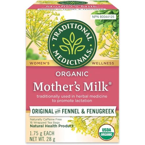 Traditional Medicinals - Organic Mother's Milk Lactation Herbal Tea (Pack of 1) - Supports Breast Milk Production For Nursing Mothers - 16 Tea Bags Total