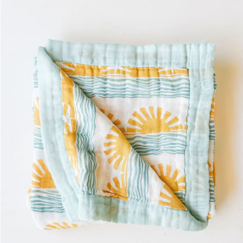 Sun + Wave 6-Layer Bamboo Blanket | Ocean Nursery Decor – Coca + B.