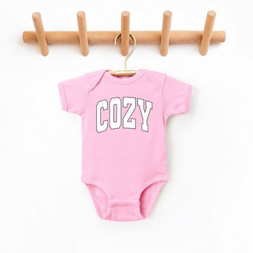 The Juniper Shop Cozy Worn Varsity Baby Bodysuit - Newborn - Pink