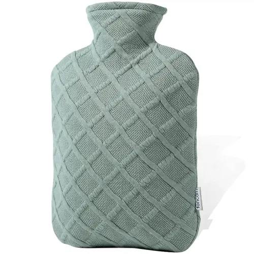 FORICOM Hot Water Bottle with Cover,Hot Water Bag for Pain Relief 2Liter,Heating Pad,Hand Warmer,Warming Bed.Classic.BPA Free,Close-Match(Green)