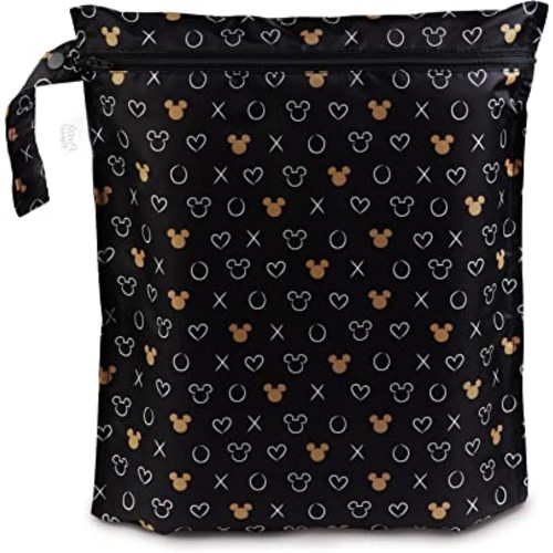 Bumkins Disney Waterproof Wet Bag for Baby, Travel, Swim Suit, Cloth Diapers, Pump Parts, Pool, Beach, Gym Clothes, Toiletry, Hook to Stroller, Daycare, Zip Reusable Wetdry Packing, Minnie Mouse Icon
