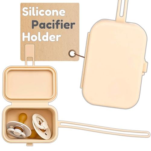 Silicone Pacifier Case - Hygienic Sealed Closure, One-Piece Easy-to-Clean Design,100% Food-Grade, BPA-Free Baby Pacifier Holder Case, Binky Holder, Attach to Any Diaper Bag or Stroller - Baby’s Aid